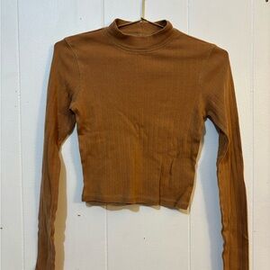 American Eagle Outfitters Tan Ribbed Crop Top